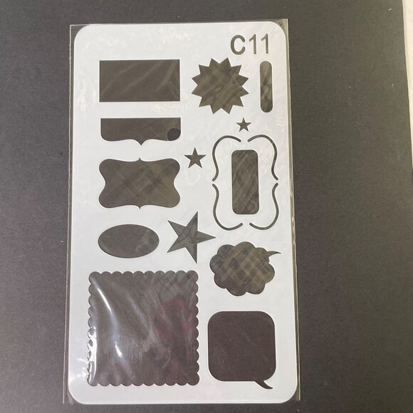 Reusable Art Planner Stencil Scallop Box Speech Bubbles u Mixed Media Supplies - Picture 1 of 3